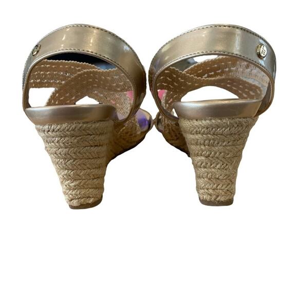 London Fog espadrilles shoes lacy fabric upper. Faux patent upper size 8 M - Picture 6 of 11